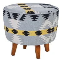 Multi-Coloured Fabric Footstool