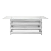 Stacked Base Polished Steel Dining Table