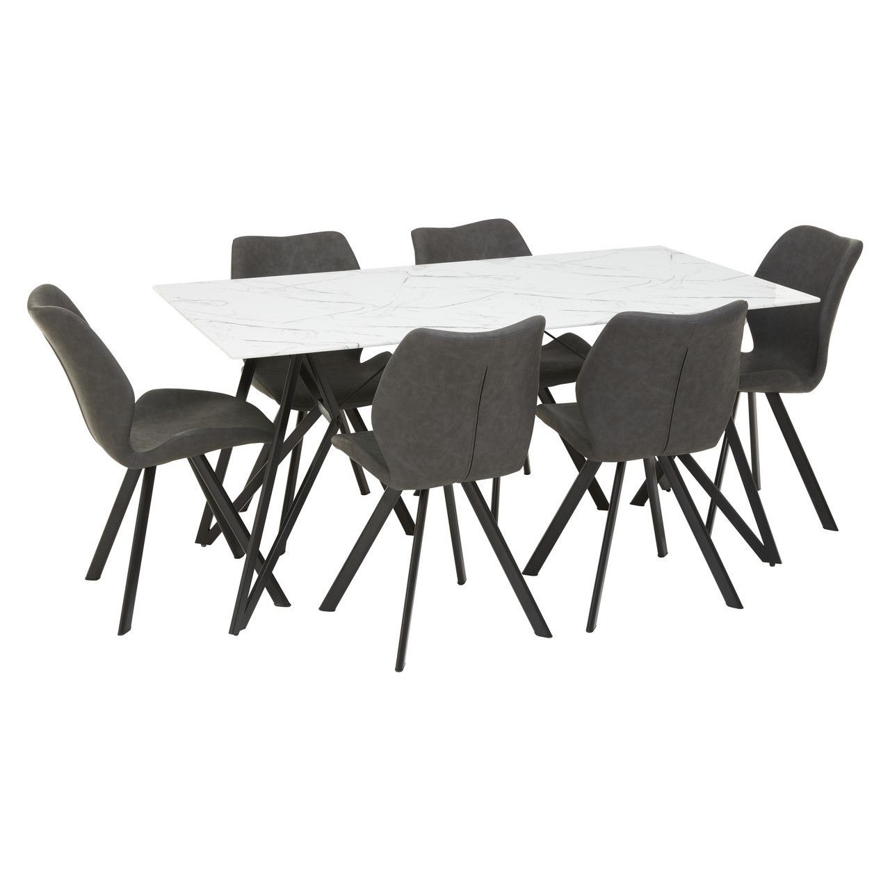 Rectangular White Marble Dining Set