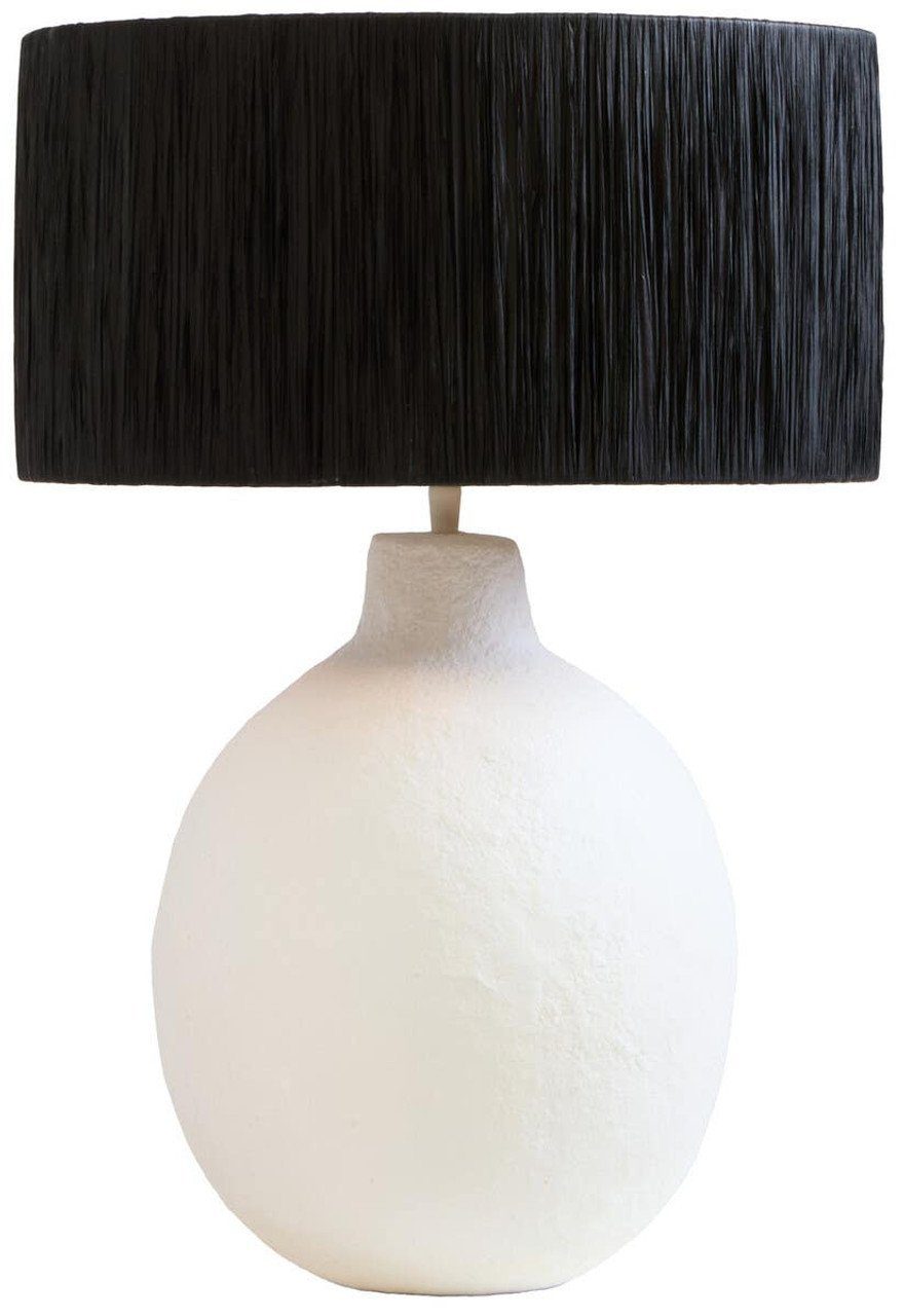 White Papier Mache Table Lamp