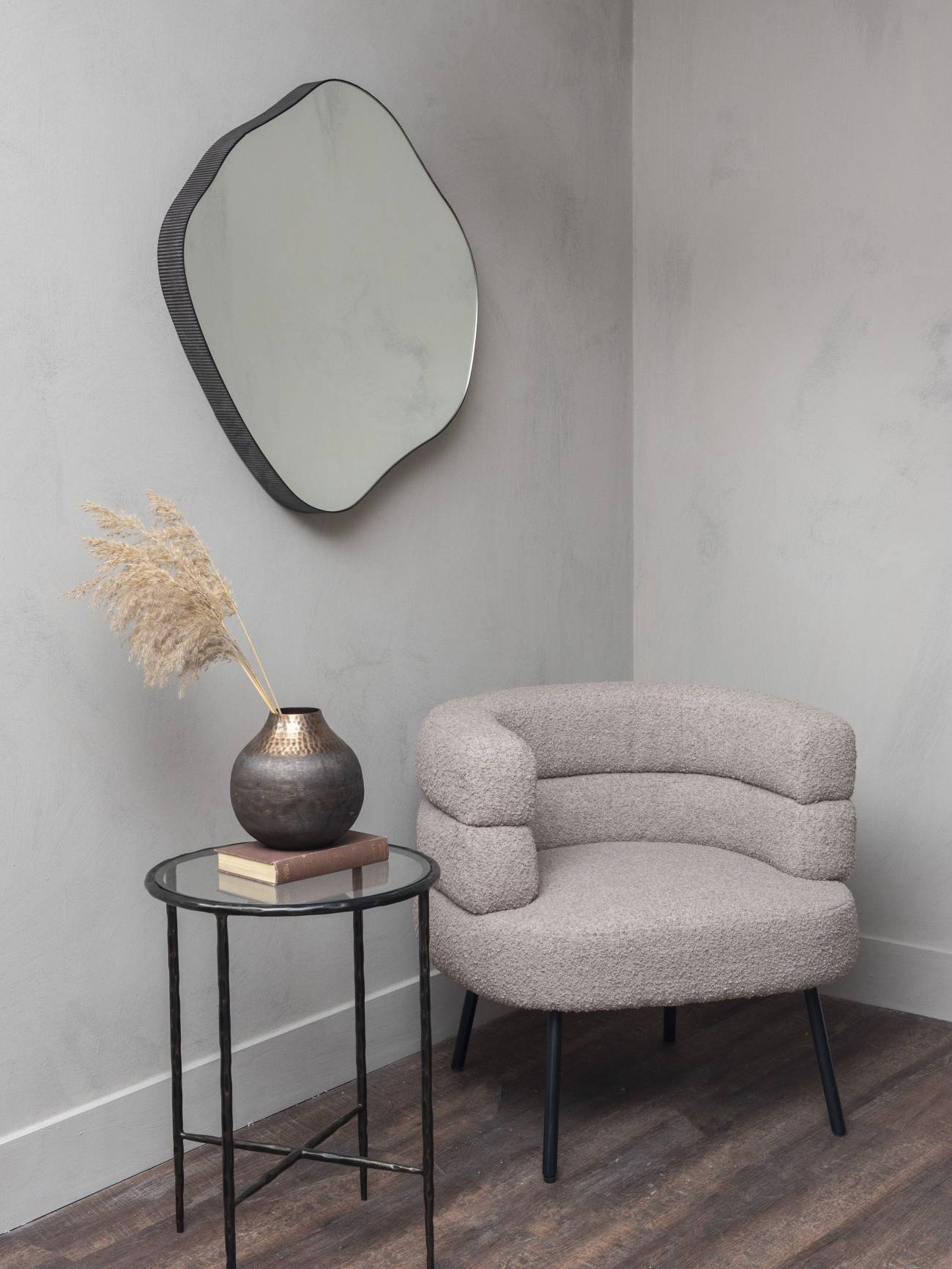 Medium Metal Framed Oak Mirror - Image 5