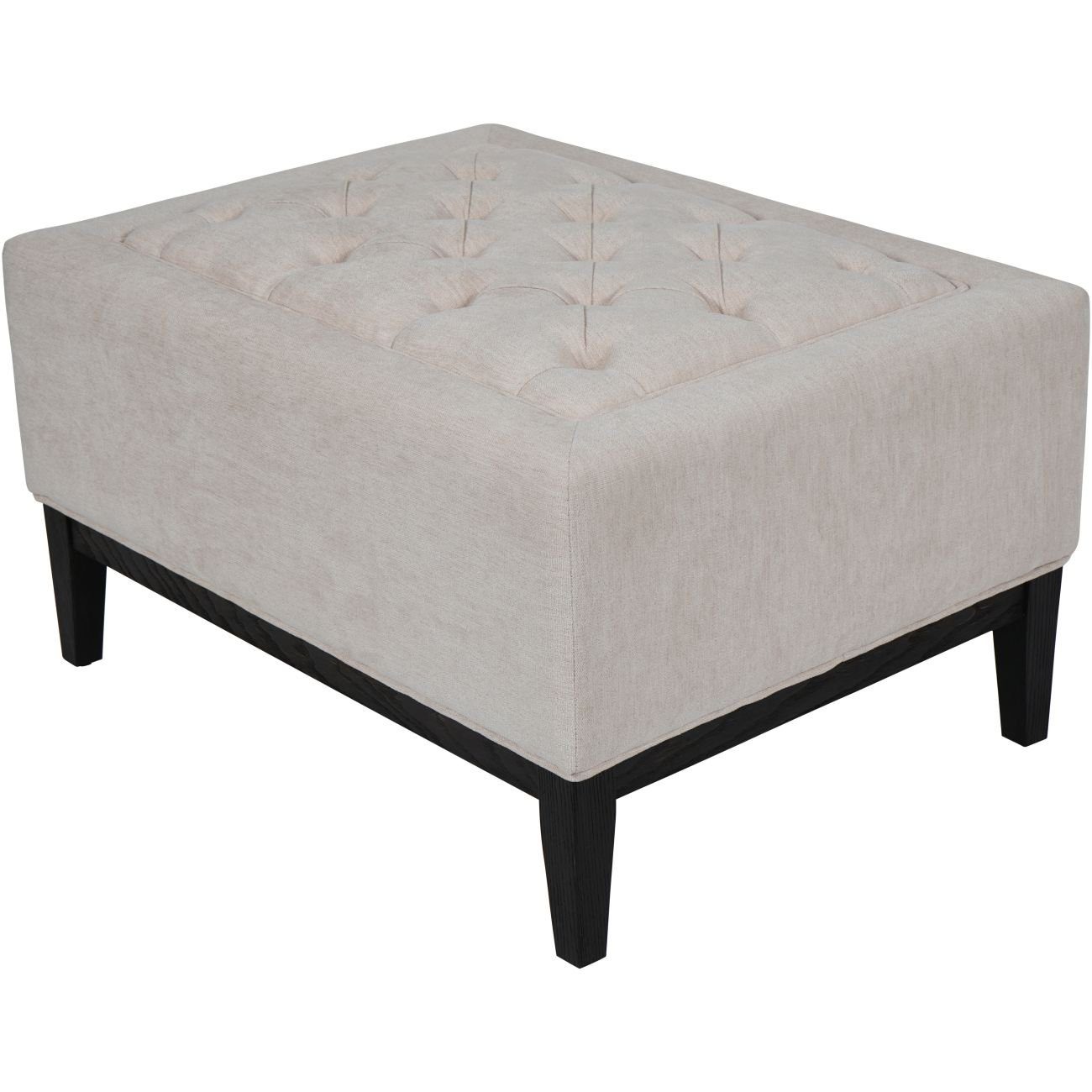 Buttoned Stool In Ivory Fabric - Image 2