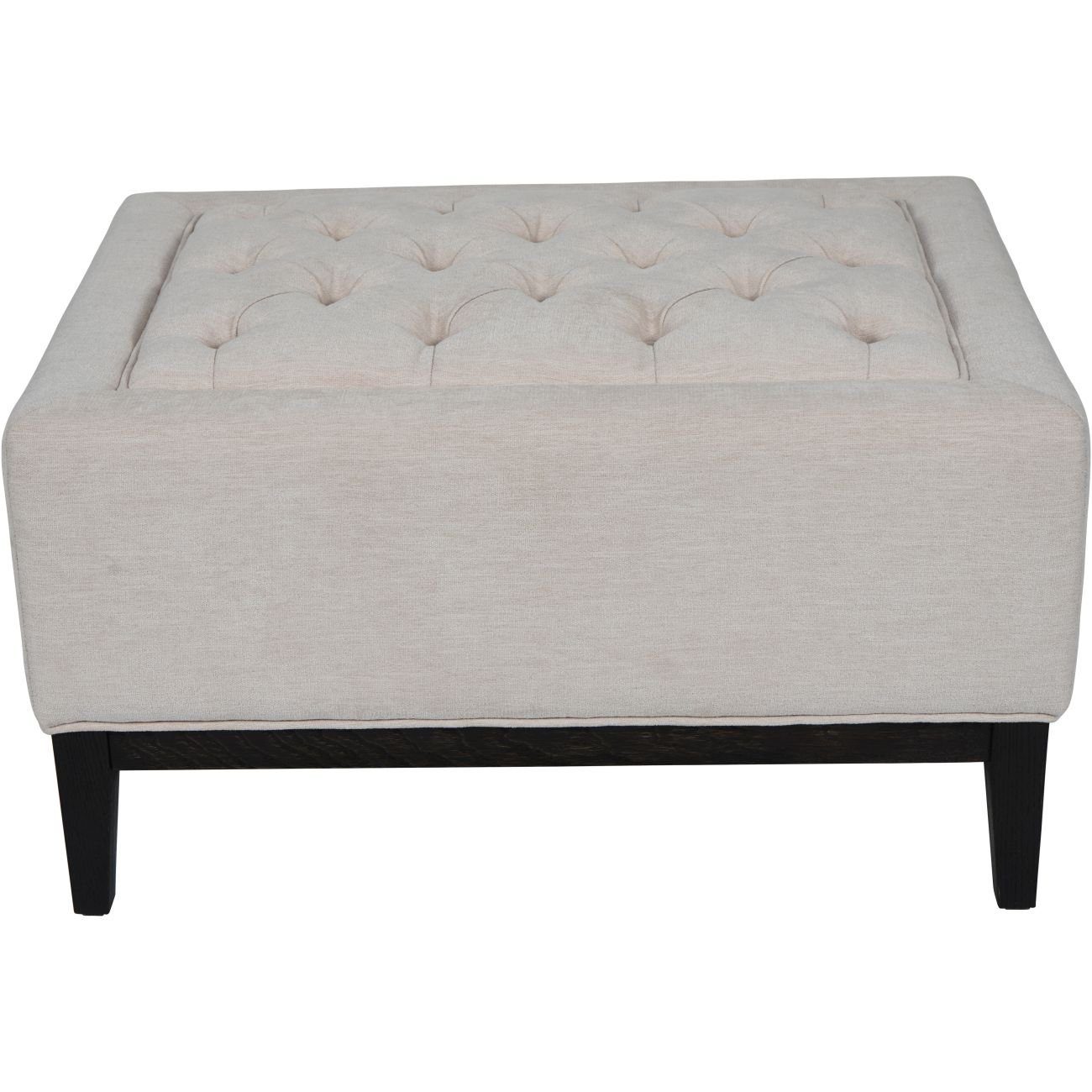 Buttoned Stool In Ivory Fabric
