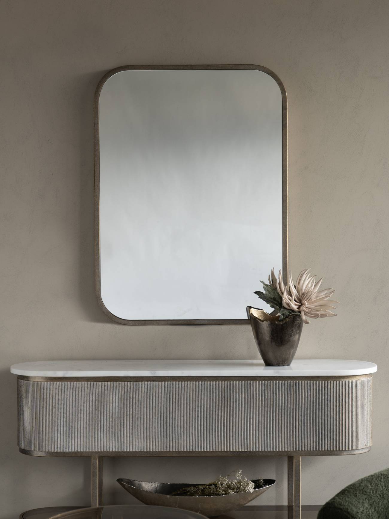 Faux Aged Gold Rectangular Mirror - Image 6