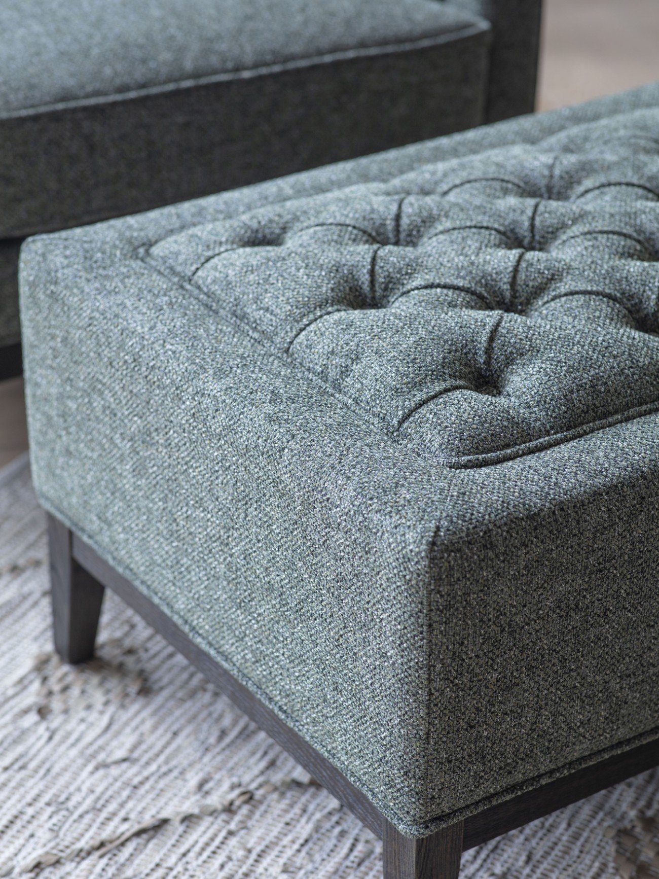 Buttoned Stool Forest Green - Image 2