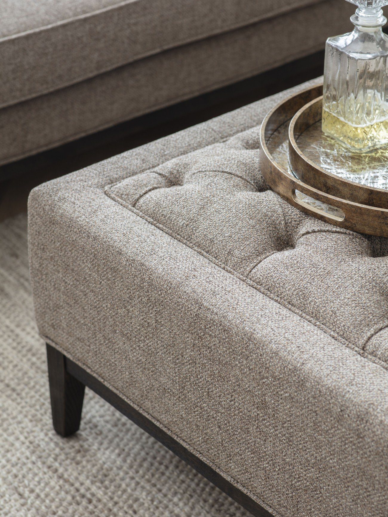 Buttoned Xl Ottoman Dark Taupe - Image 2
