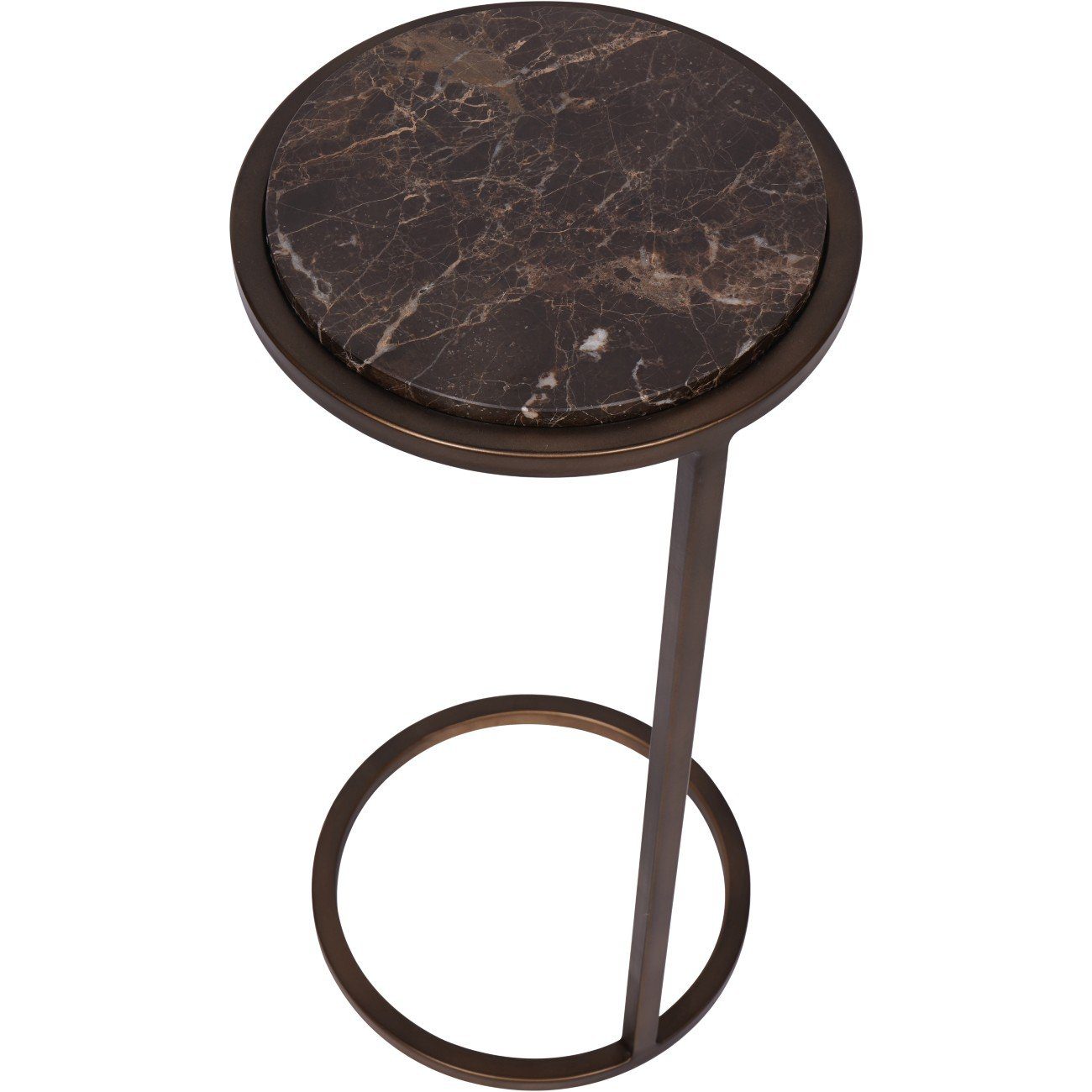 Brown Marble Emperador Side Table - Image 3
