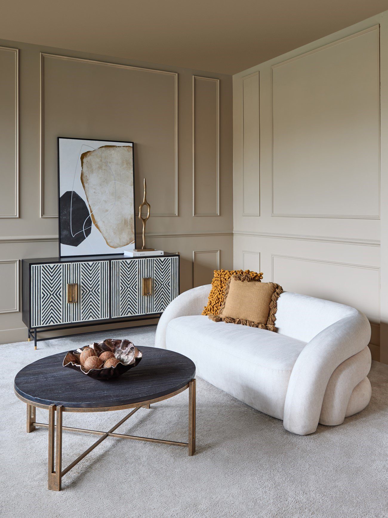 Two Seater Sofa Cream - Image 6