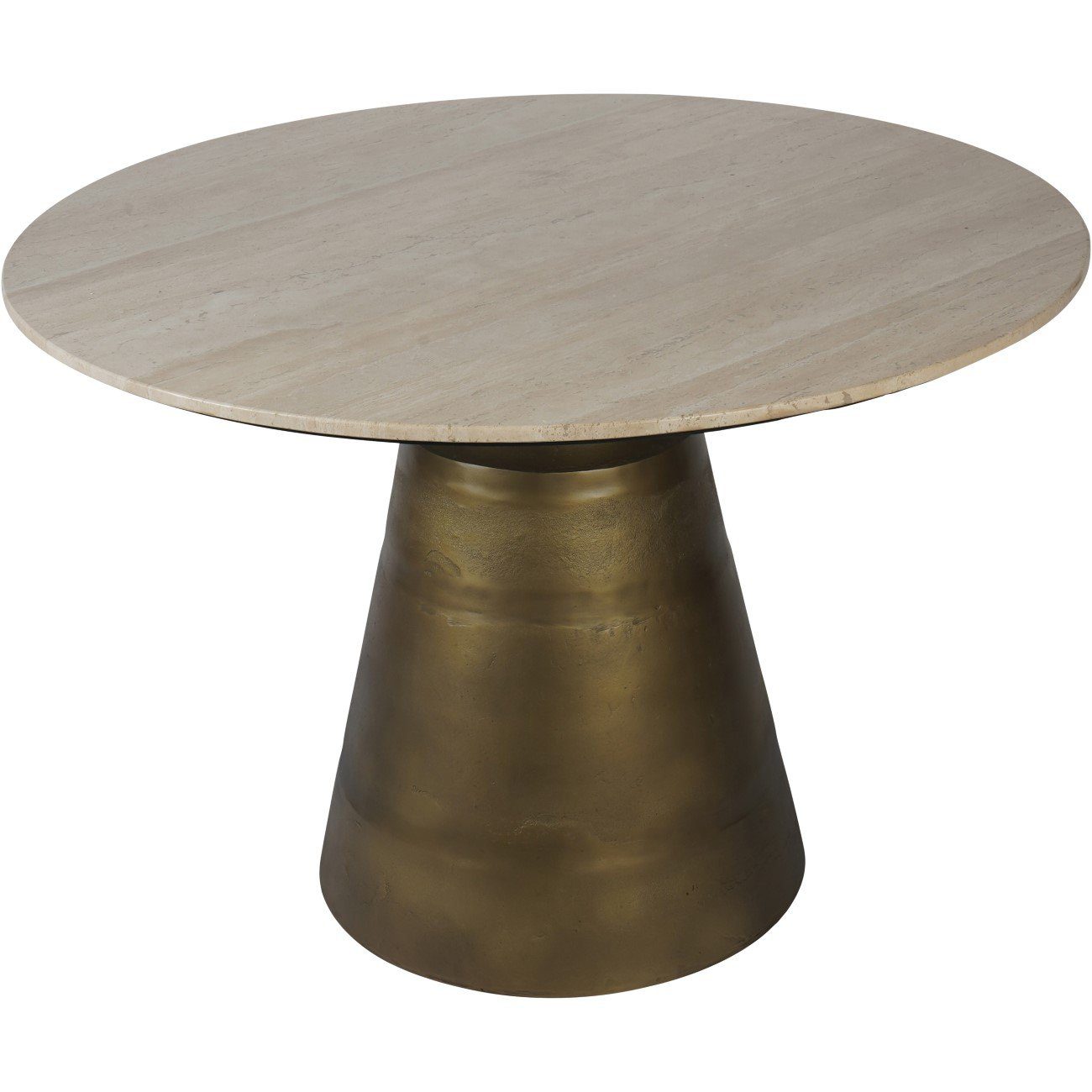 Light Travertine Round Dining Table