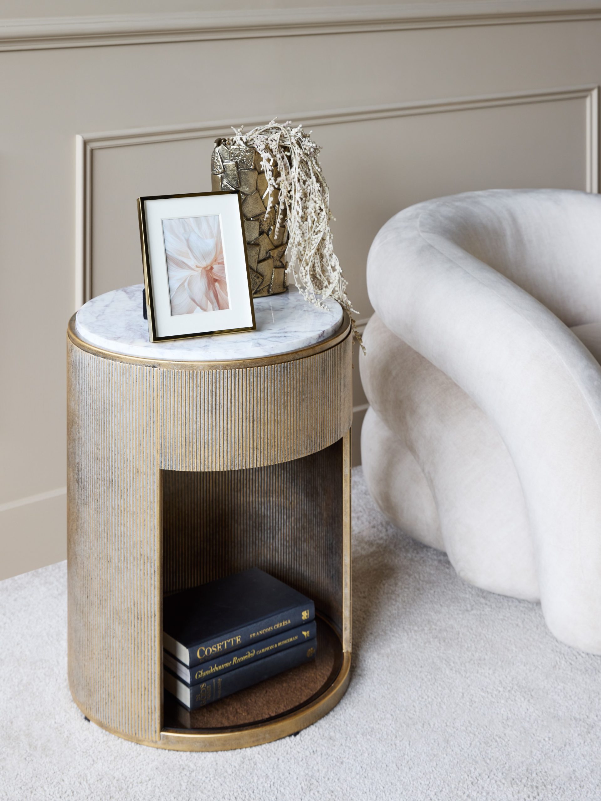 Aged Gold Bed Side Table - Image 6
