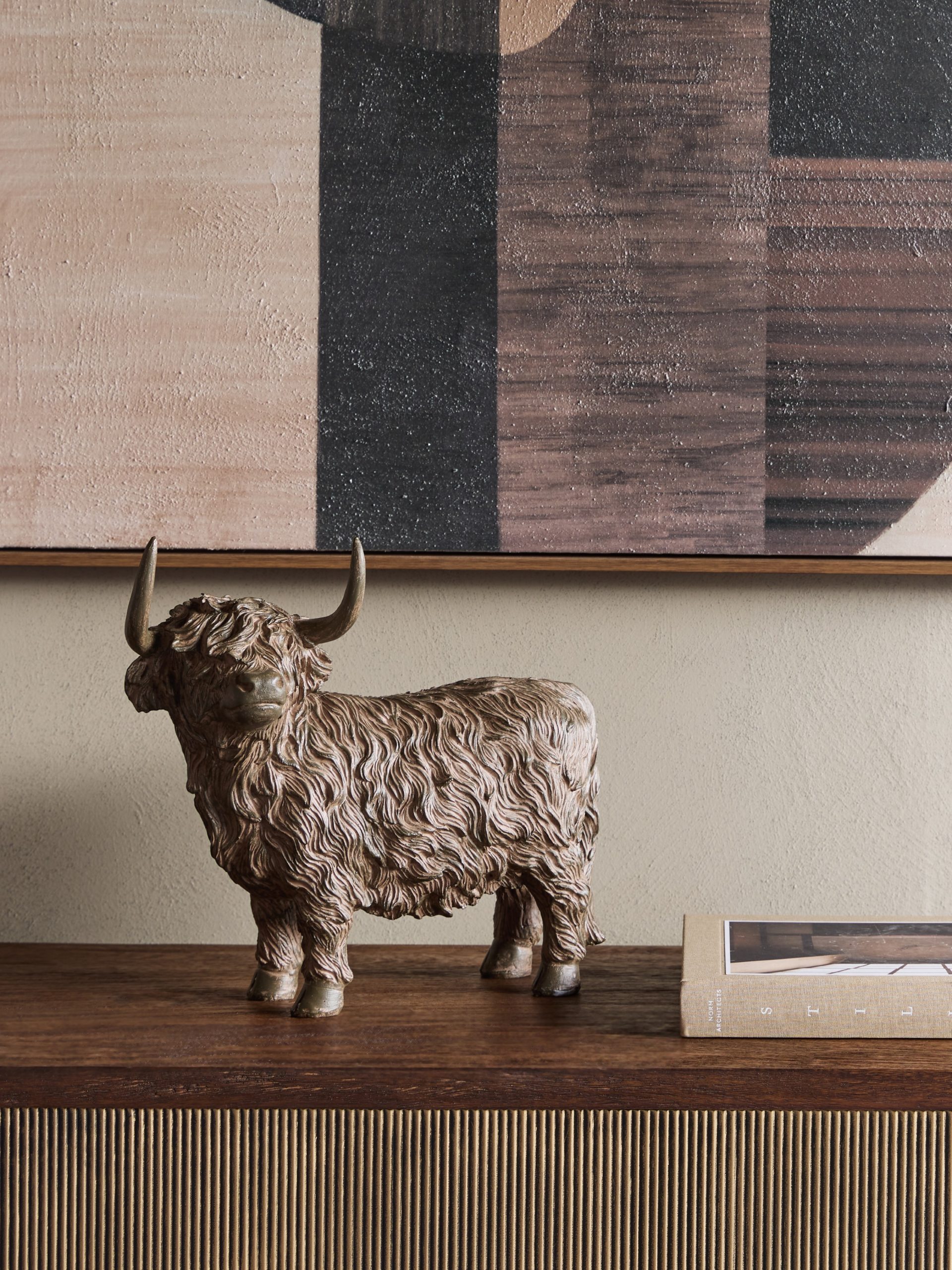 Rustic Highland Cow Sculpture - Image 6