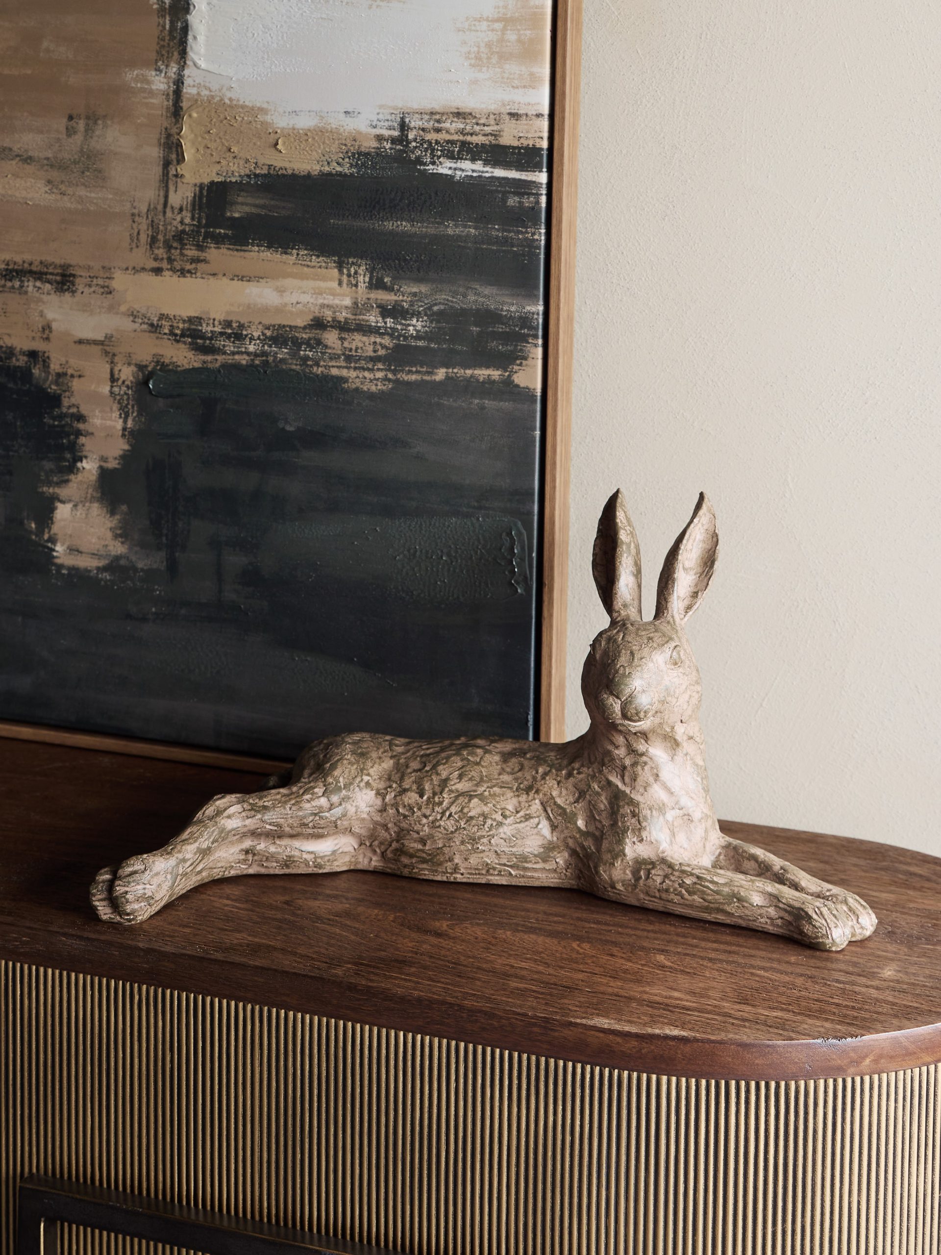 Rustic Lying Hare Sculpture - Image 6
