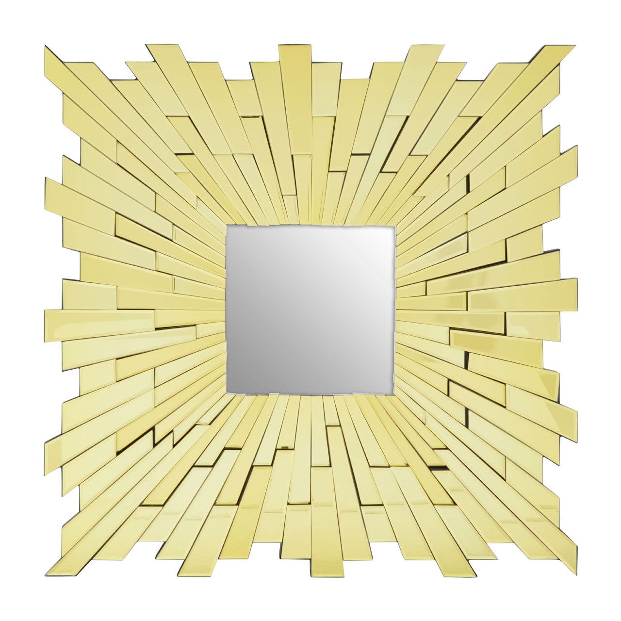 Large Segmented Square Glitzy Warm Metallic Mirror