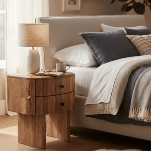 Natural 2 Drawer Side Table