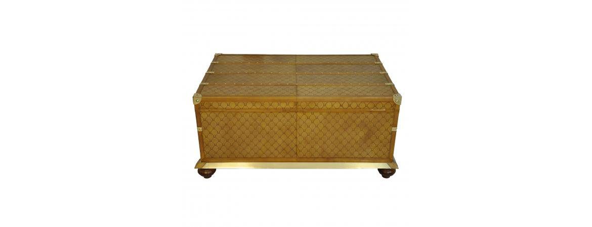 Handcrafted Leather Coffee Table With Drawer - Image 4